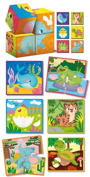Lisciani Montessori Baby -  Wood Cubes and Puzzle, 2 in 1
