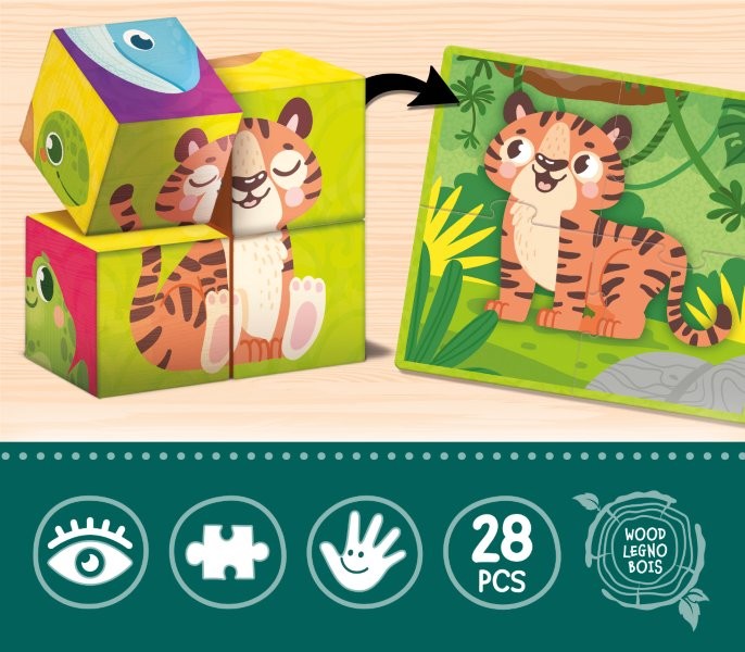 Lisciani Montessori Baby -  Wood Cubes and Puzzle, 2 in 1