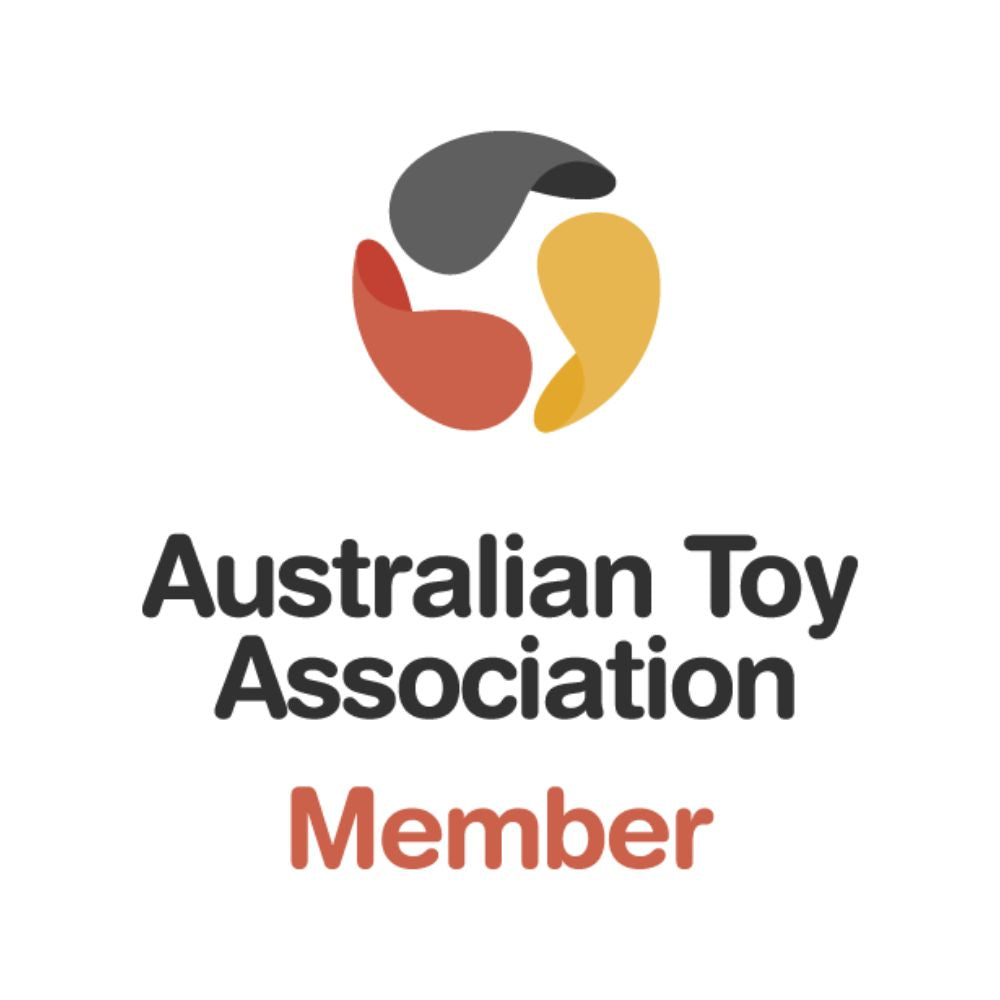 Logo of the Australian Toy Association with colorful shapes and text on a white background
