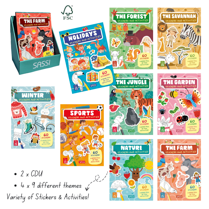 Sassi Activity Books Starter Bundle, 36 pcs + 2 FREE CDU