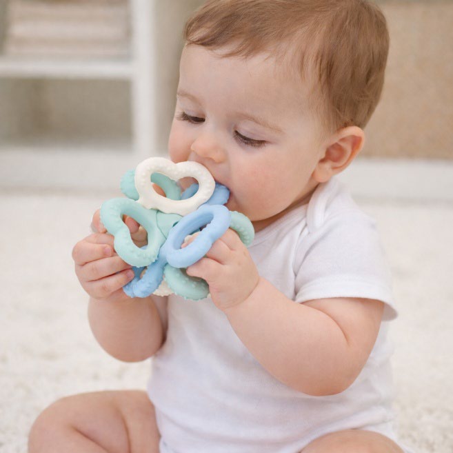 Koukla Baby Silicone Easy Grip Teether, Blue, 3 pcs