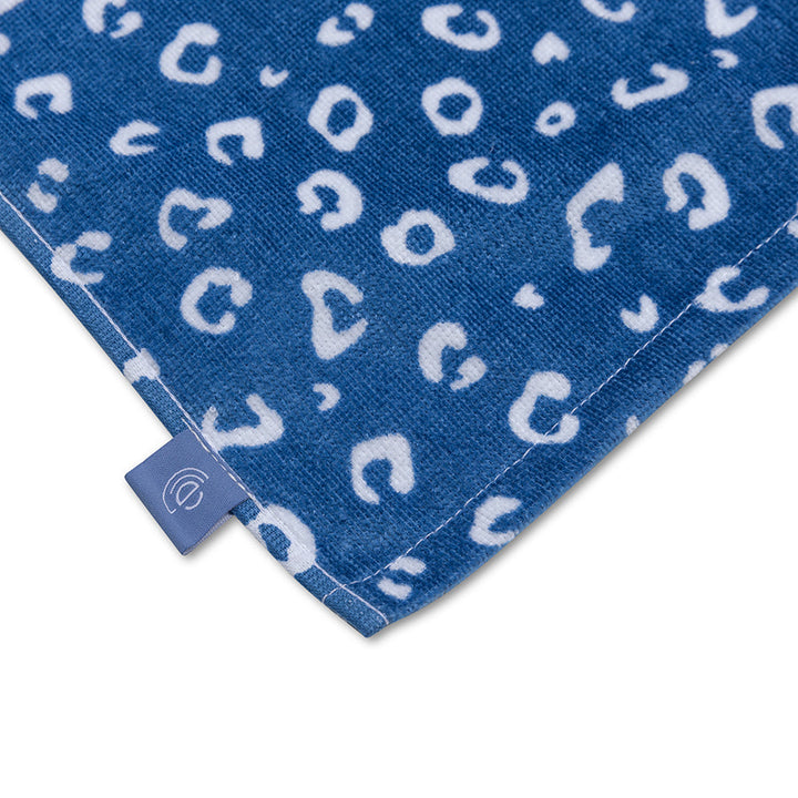 Swim Essentials Luxe Recycled Microfiber Beach Towel, Blue Leopard