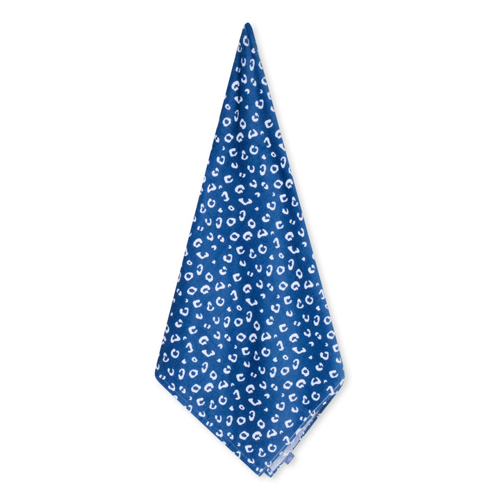 Swim Essentials Luxe Recycled Microfiber Beach Towel, Blue Leopard
