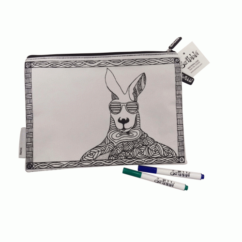Scribbla Colouring-in Pencil Case and Fabric Pen Set, Roo