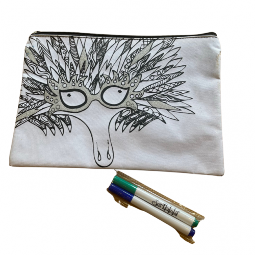 Scribbla Colouring-in Pencil Case and Fabric Pen Set, Echidna