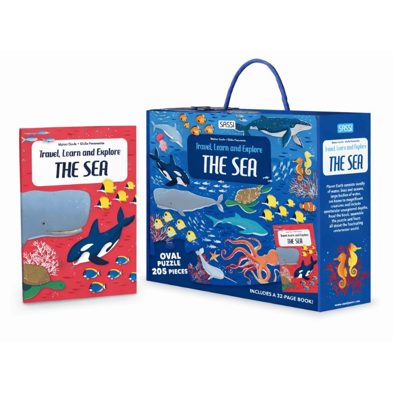 Sassi Travel, Learn and Explore - Puzzle and Book Set - The Sea, 205 pcs
