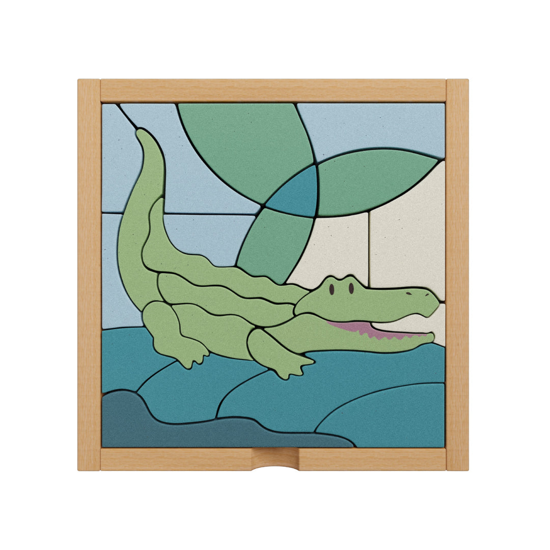 Stellavan & Papa - 3-in-1 Small Block Puzzle, Crocodile