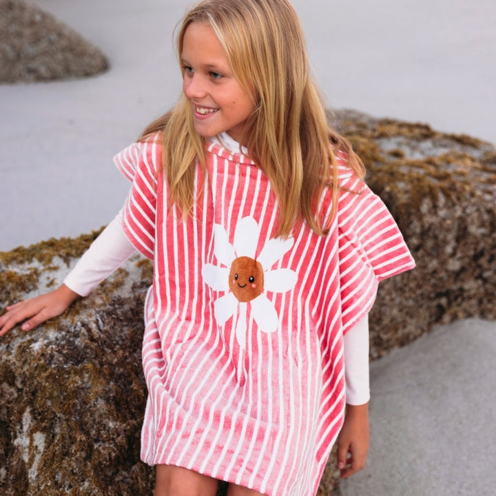 Swim Essentials Luxe Beach Poncho - Daisy Flowers, 65 x 65 cm