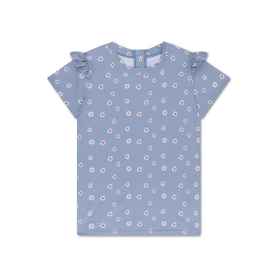 Swim Essentials Girls UV Short Sleeved Rashguard, Daisy Flowers