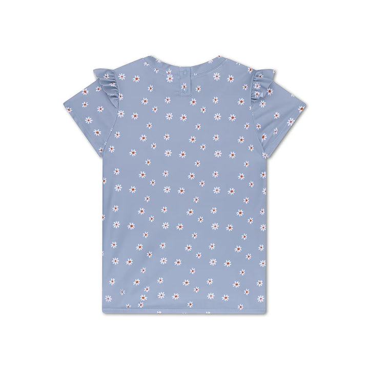 Swim Essentials Girls UV Short Sleeved Rashguard, Daisy Flowers