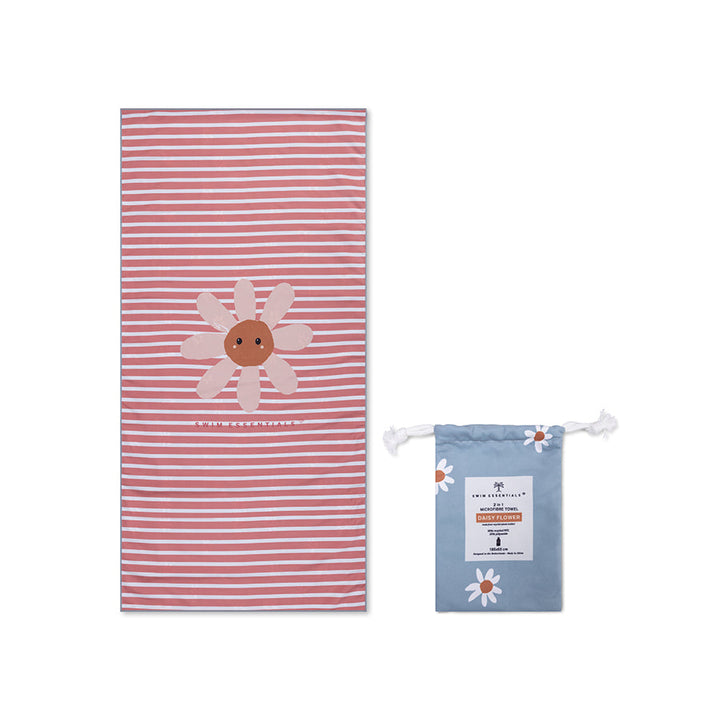 Swim Essentials Luxe Recycled Microfiber Beach Towel, Daisy Flowers, 135 x 65 cm