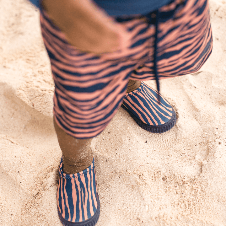 Swim Essentials Mens Swim Short, Blue/Orange Zebra
