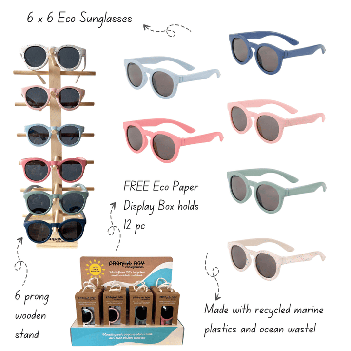 Frankie Ray Eco Sunglasses Starter Bundle, 36 pcs + FREE Display and 6-Prong Stand