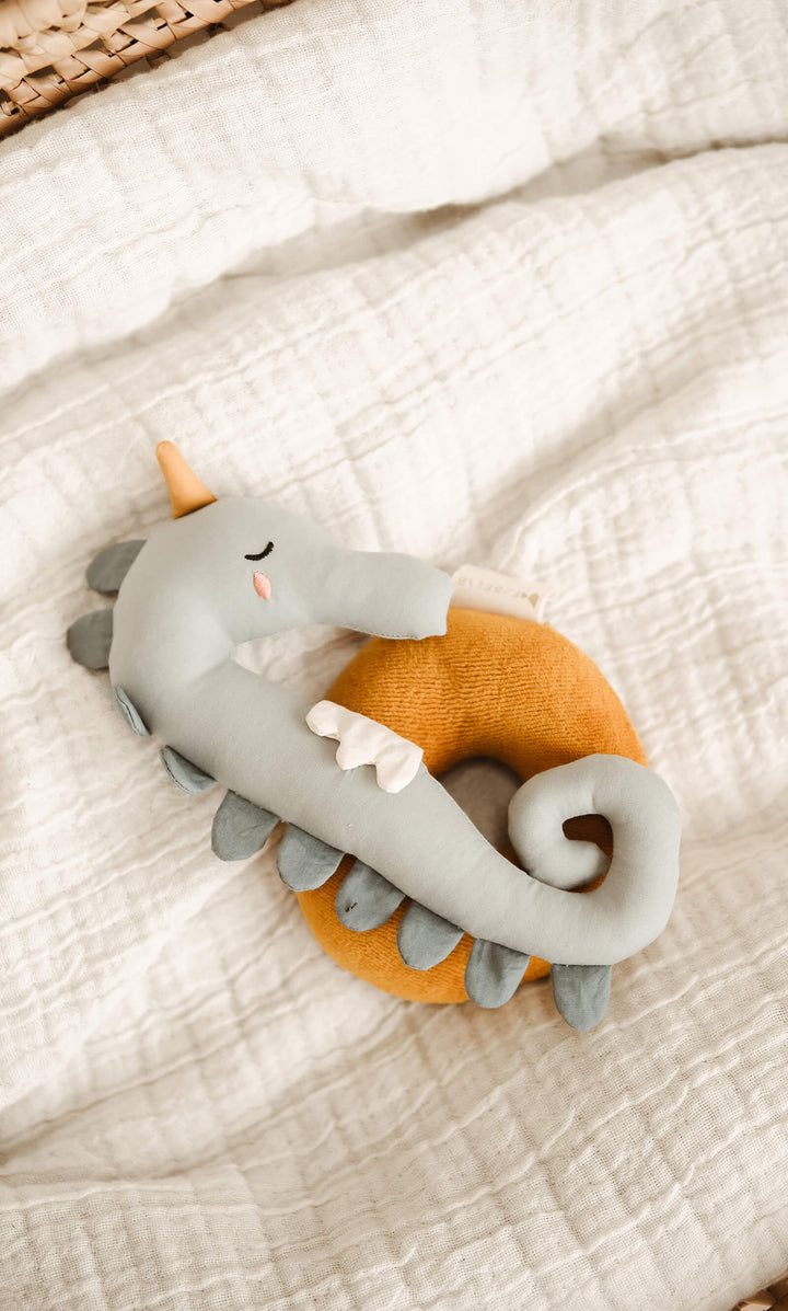 Fabelab Rattle - Seahorse, Slate, 21 cm