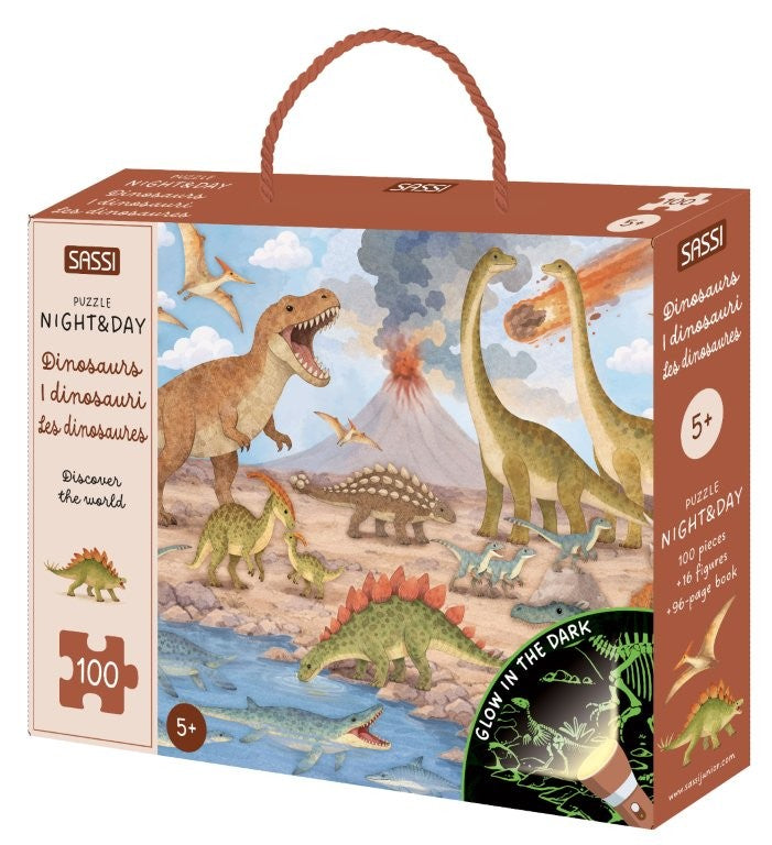 Sassi Glow-in-the-Dark Night and Day Puzzle, Dinosaurs