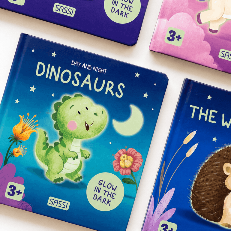 Sassi Board Book - Glow In The Dark - Dinosaurs