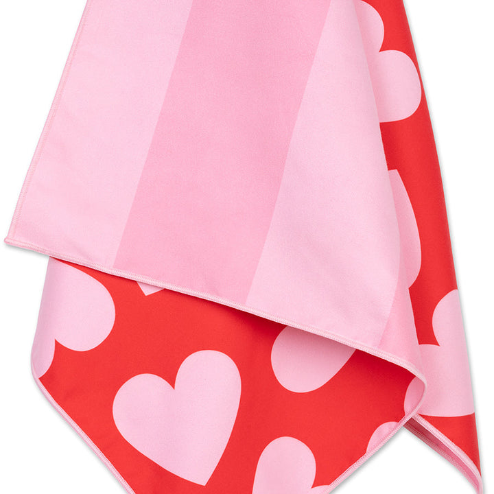 Swim Essentials Luxe Recycled Microfiber Beach Towel, Hearts Red