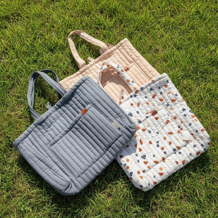 Fabelab - Quilted Organic Cotton Tote Bag - Chambray Blue Spruce, 60 cm
