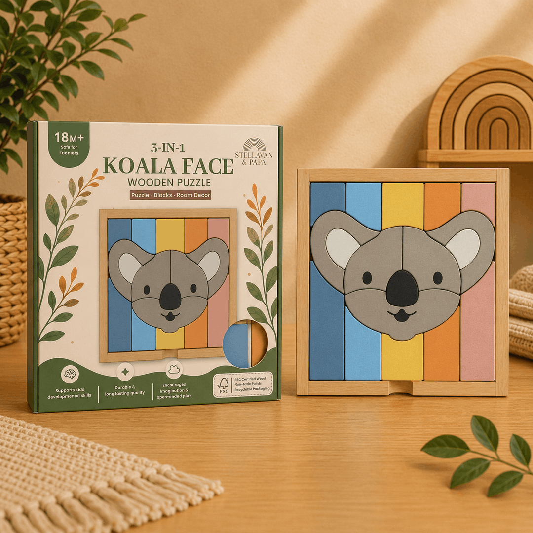 Stellavan & Papa - 3-in-1 Small Block Puzzle, Koala