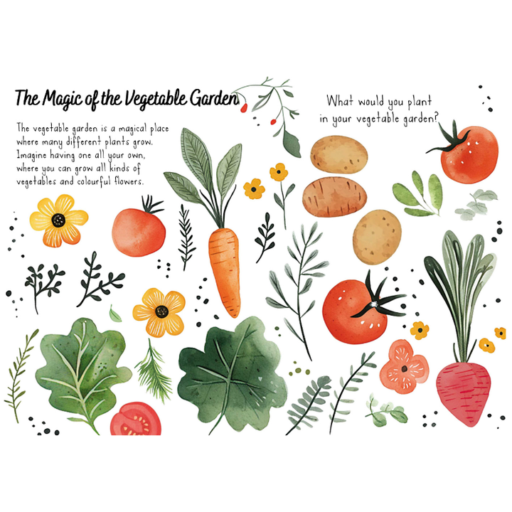 Sassi Magic Water Puzzle & Book Set - Vegetable Garden