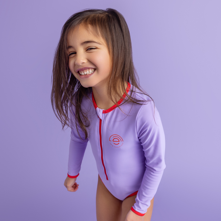 Swim Essentials Girls Long Sleeved Rashguard, Purple