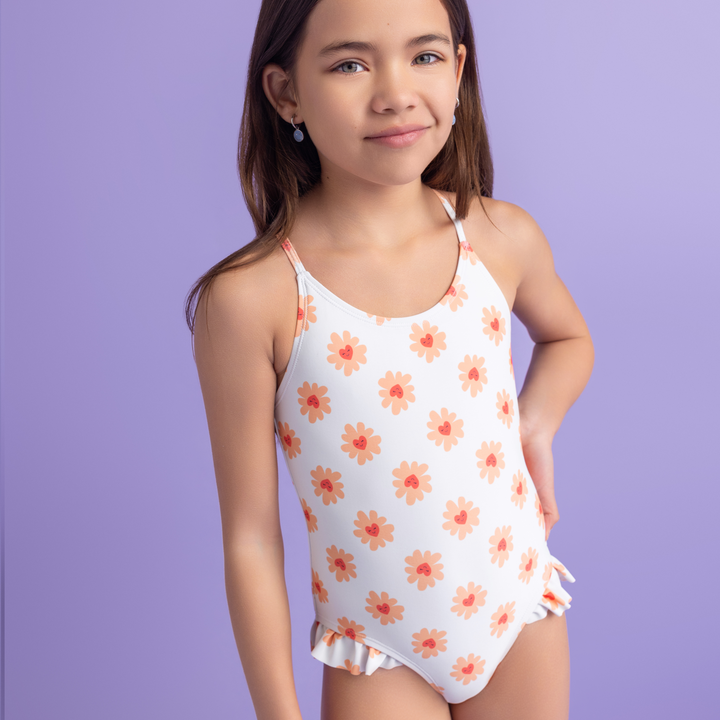 Swim Essentials Girls Bathing Suit, Flower Love