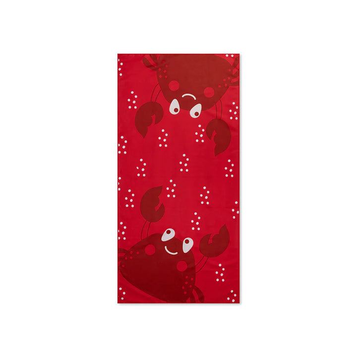 Swim Essentials Luxe Recycled Microfiber Beach Towel, Oh Crab Red, 135 x 65 cm