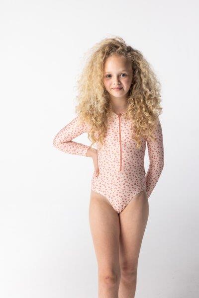 Swim Essentials UV Long Sleeved Swimsuit Rashguard, Old Pink Leopard