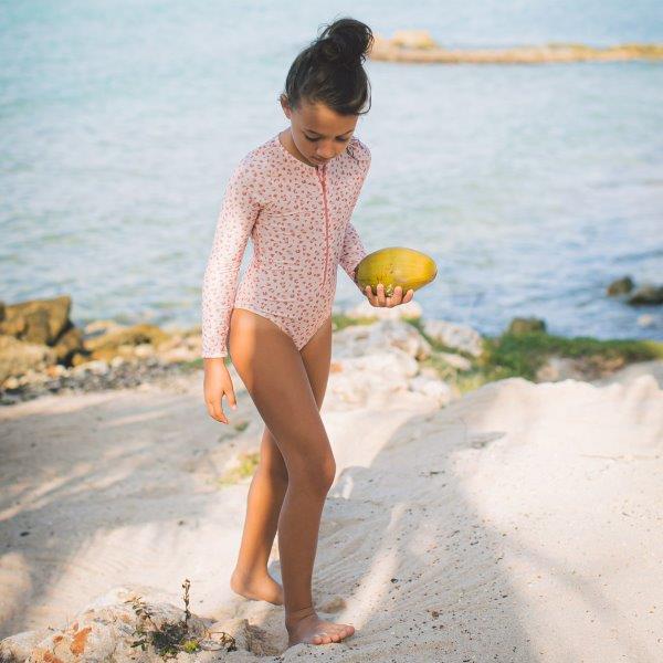 Swim Essentials UV Long Sleeved Swimsuit Rashguard, Old Pink Leopard