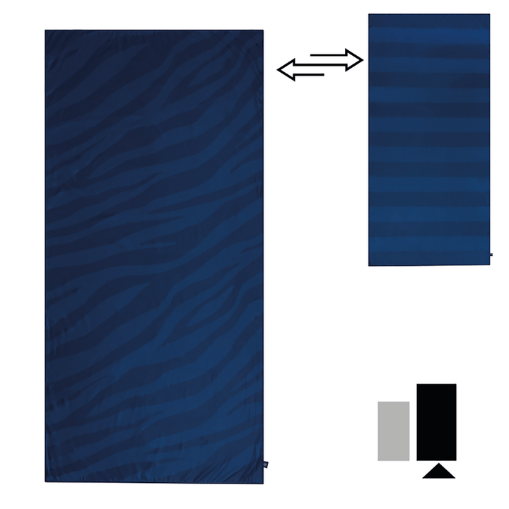Swim Essentials Luxe Recycled Microfiber Beach Towel, Vibrant Stripes Blue