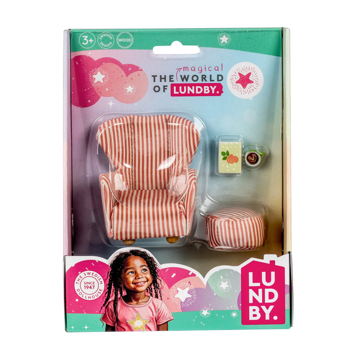 Lundby Doll House Furniture - Reading Nook Armchair & Ottoman Set