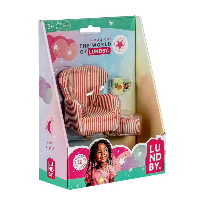 Lundby Doll House Furniture - Reading Nook Armchair & Ottoman Set