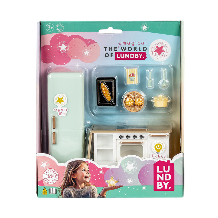 Lundby Doll House Furniture - Kitchen Fridge, Island, Oven and Stovetop