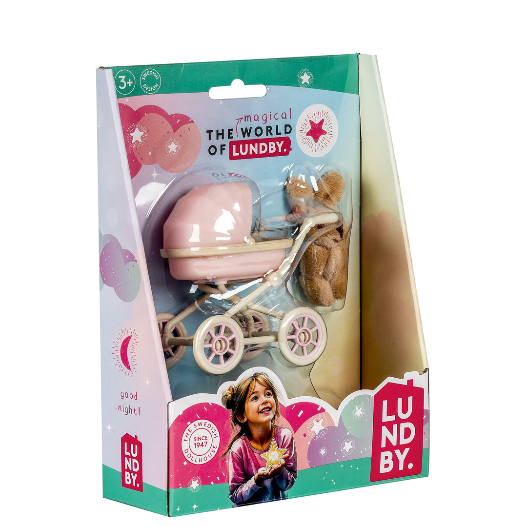Lundby Doll House Accessories - Baby Pram & Teddy Set