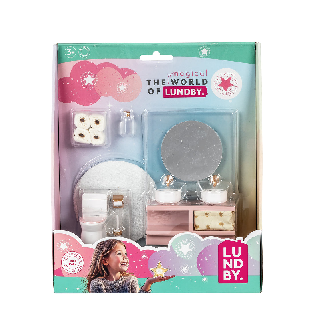 Lundby Doll House Furniture - Bathroom Washbasin & Toilet Set