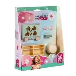 Lundby Doll House Furniture - TV, Bookcase & Gaming Set