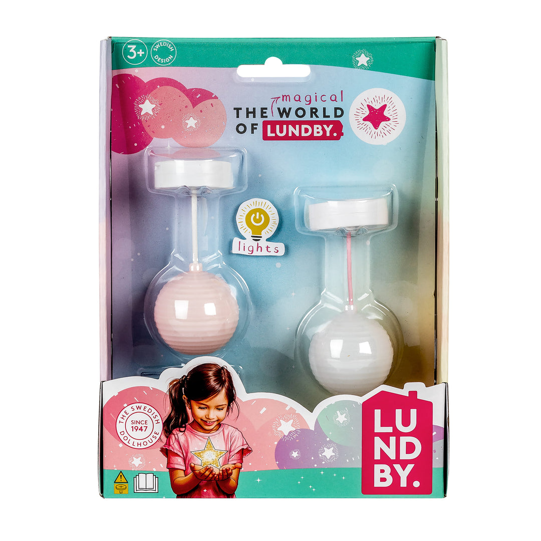 Lundby Doll House Accessories - Round Chinese Ceiling Lamps, 2 pcs
