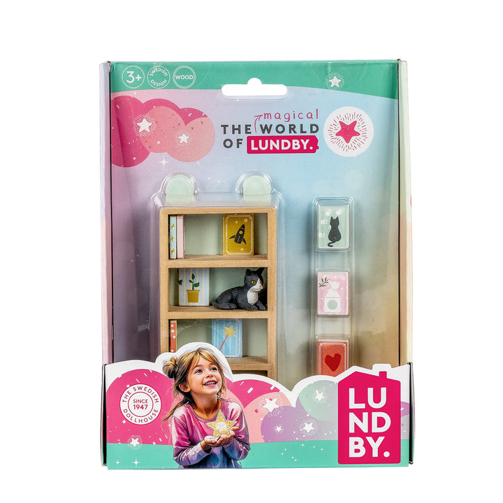 Lundby Doll House Furniture - Bookcase & Accessories Set