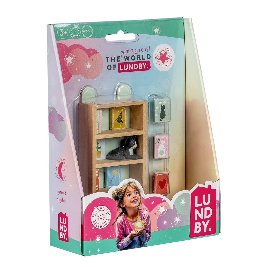 Lundby Doll House Furniture - Bookcase & Accessories Set