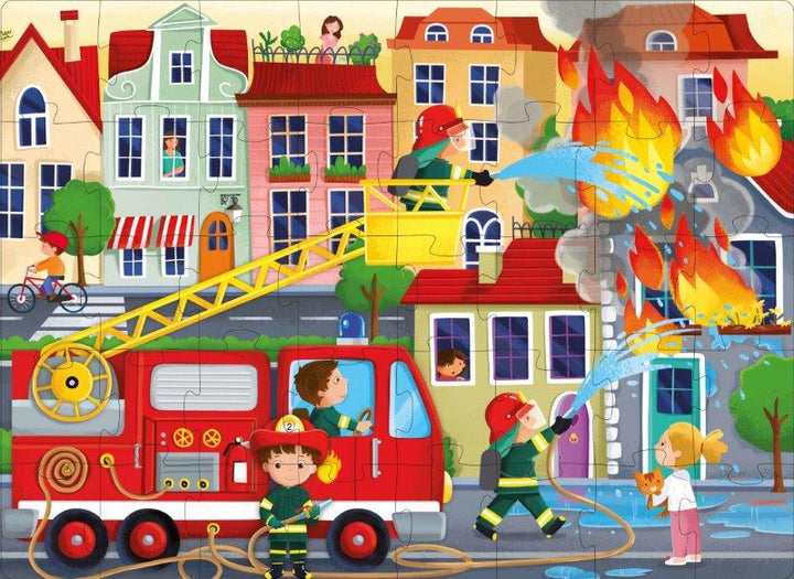 Sassi 3D Puzzle and Book Set - Learn Shapes Firefighters , 40 pcs