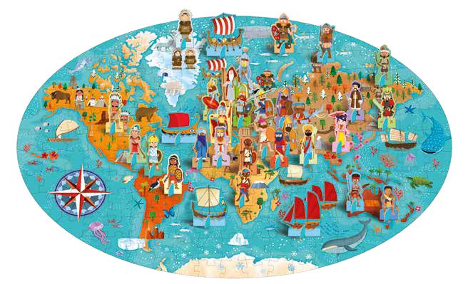 Sassi Travel, Learn and Explore - Book and 3D Puzzle Set - World of Ancient Civilisations, 200 pcs