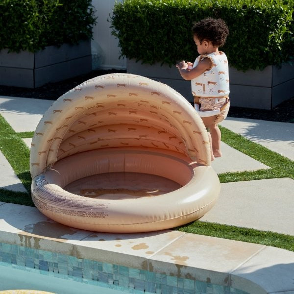Swim Essentials Inflatable Children's Pool with Canopy - Leopard, 100 cm - 77 cm