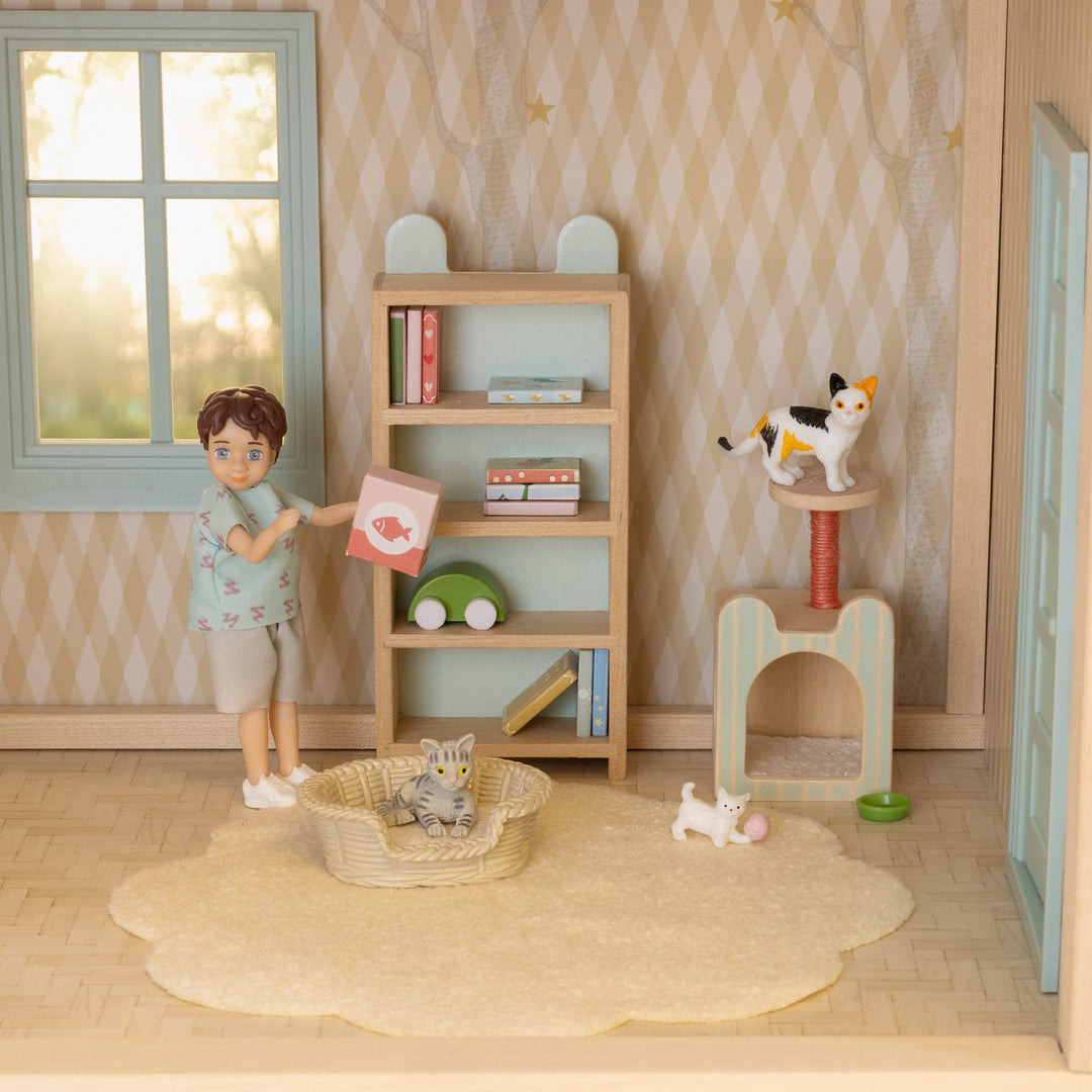 Lundby Doll House Furniture - Bookcase & Accessories Set