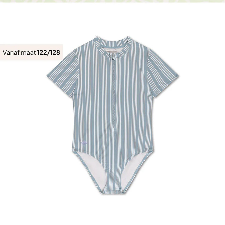 Swim Essentials Girls UV Short Sleeved Swimsuit Rashguard, Resort Stripe