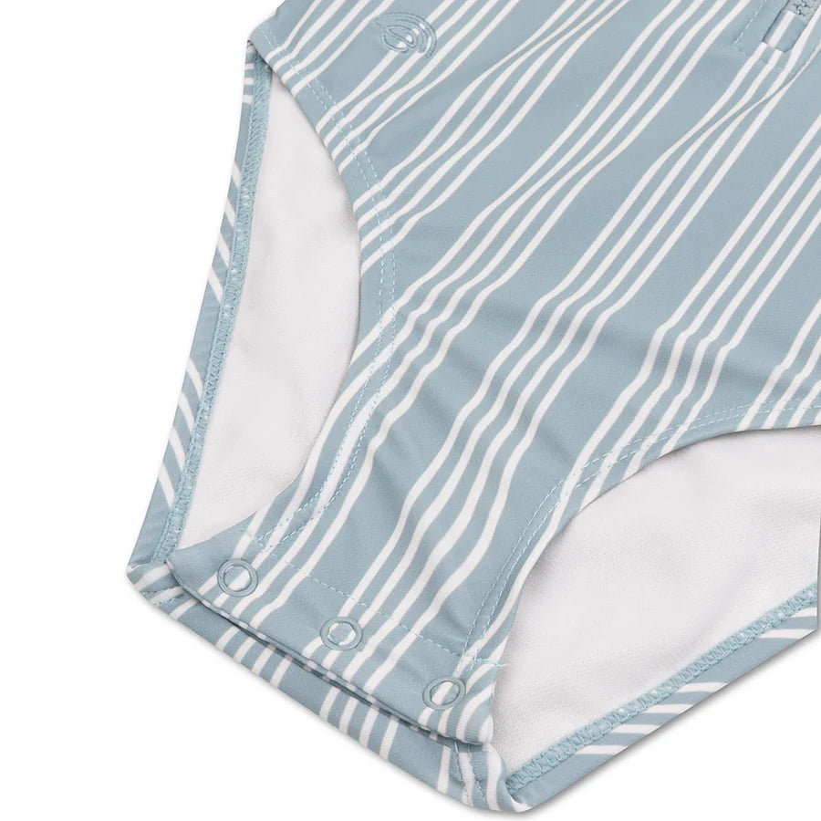 Swim Essentials Girls UV Short Sleeved Swimsuit Rashguard, Resort Stripe