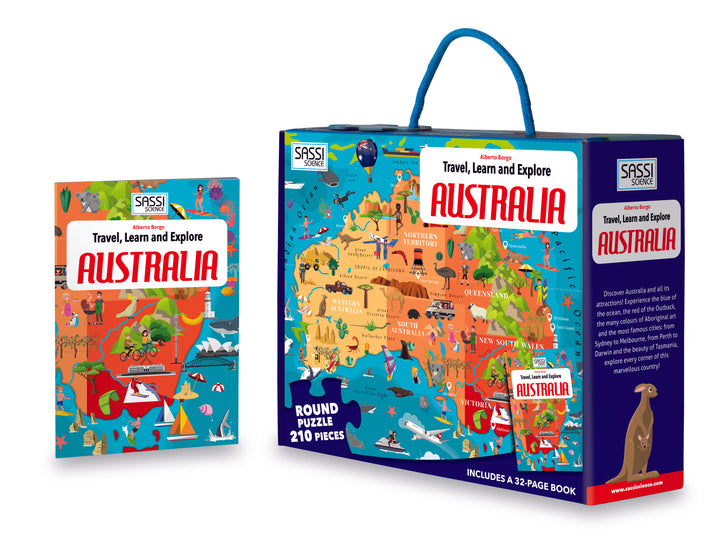 Sassi Travel, Learn and Explore - Puzzle and Book Set - Australia, 210 pcs