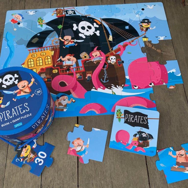 Sassi Book and Giant Puzzle  - Pirates,  30 pcs