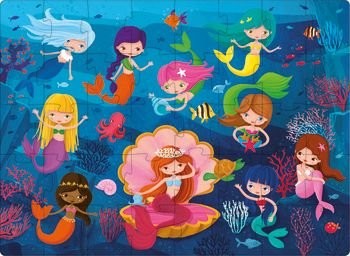 Sassi 3D Puzzle and Book Set - Learn Numbers Mermaids, 40 pcs