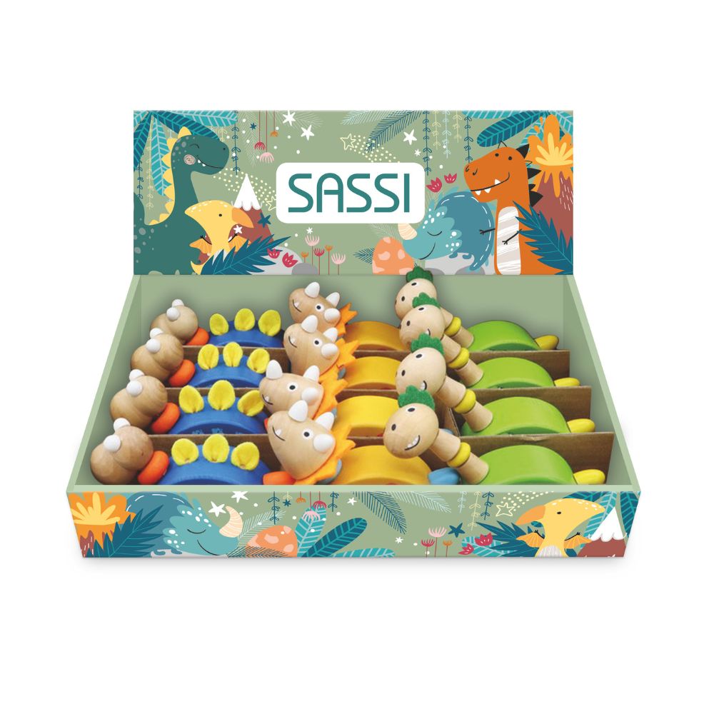 Sassi Dinosaur Wooden Toys POS, 12 pcs