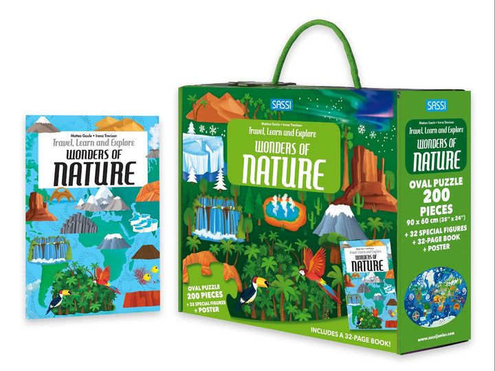 Sassi Travel, Learn and Explore - Puzzle and Book Set - The Wonders of Nature, 205 pcs